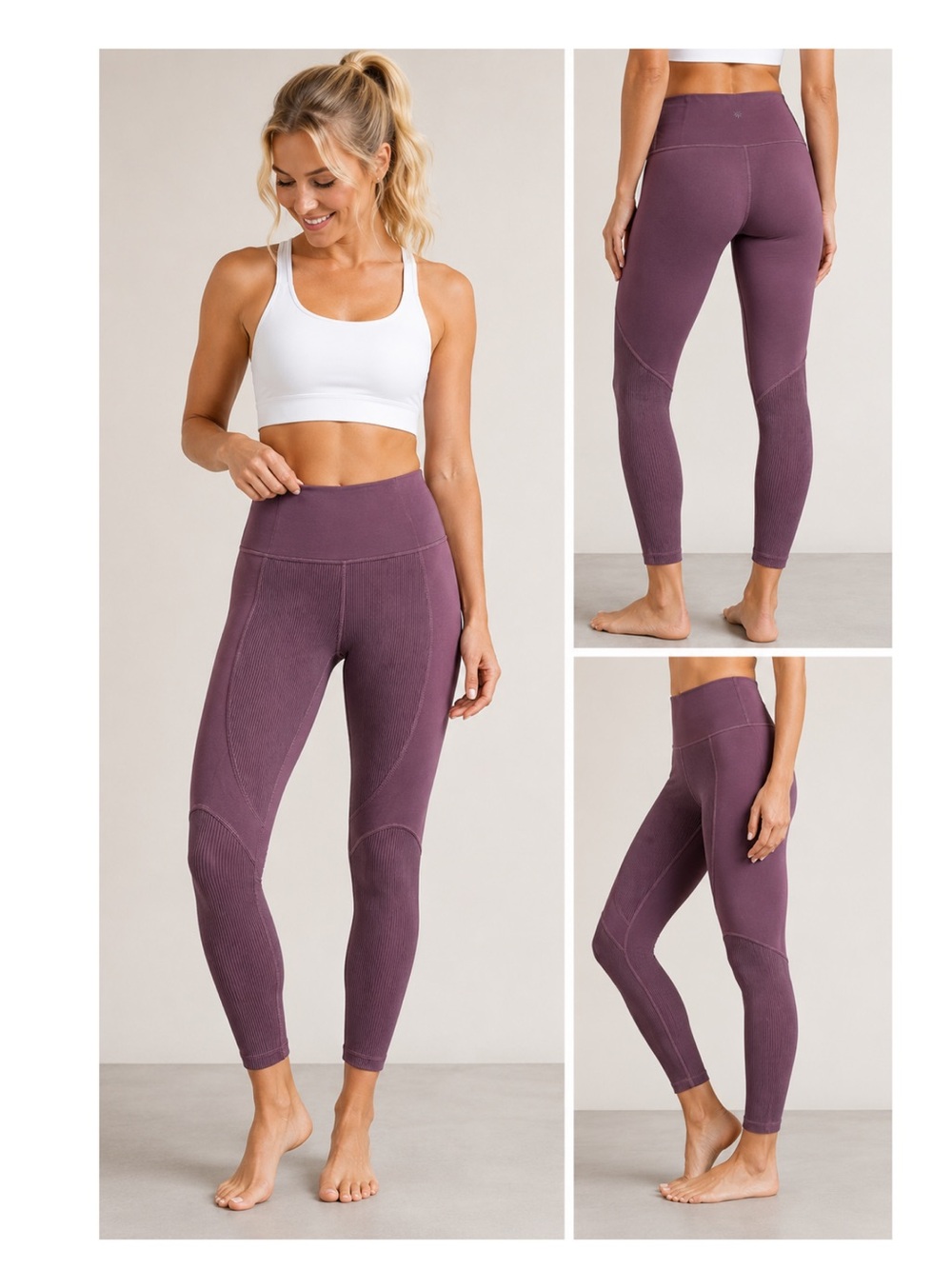Athleta Rise Up Rib 7/8 Tight XS Mauve Purple Ribbed Leggings